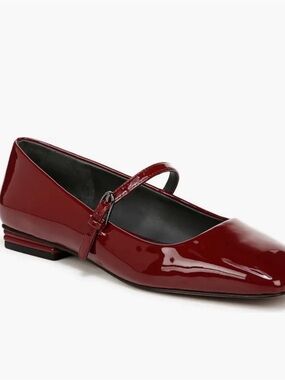 Franco Sarto Women's Patent Mary Jane Flats in Deep Red
